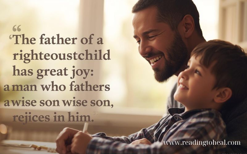 A father sitting closely with his child, sharing a moment of teaching and wisdom, illustrating Proverbs 22:6.