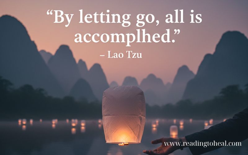 Misty river through mountains illustrating Lao Tzu's philosophy on nature.