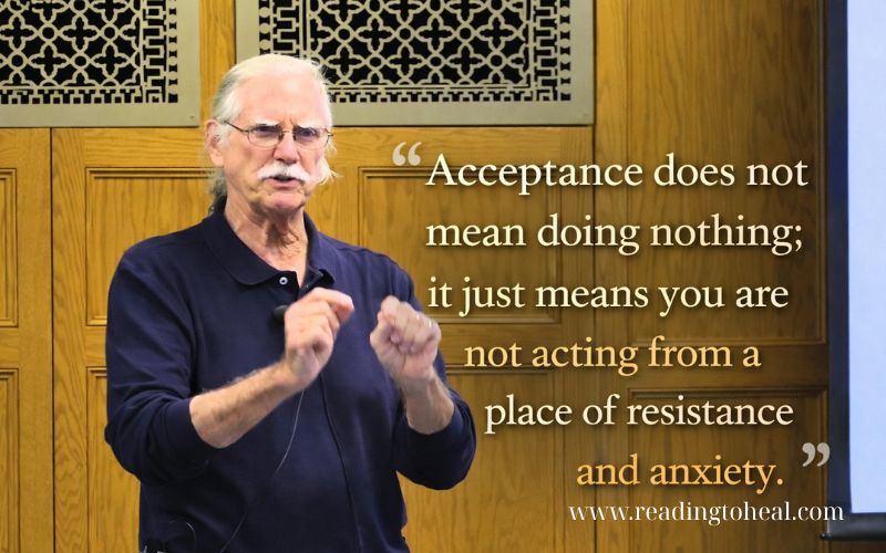 Michael A. Singer speaking about acceptance and inner peace, illustrating the wisdom of non-resistance